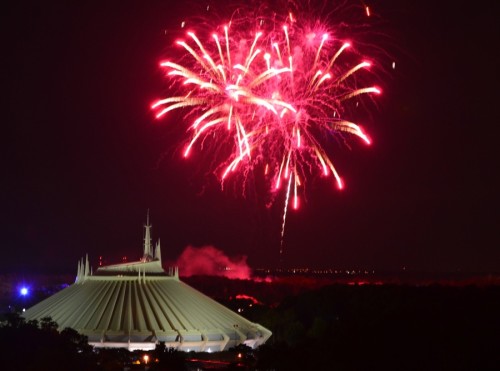 Fireworks viewed from the room at Bay Lake Tower