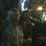 Caden and Avery before their first ride on Test Track